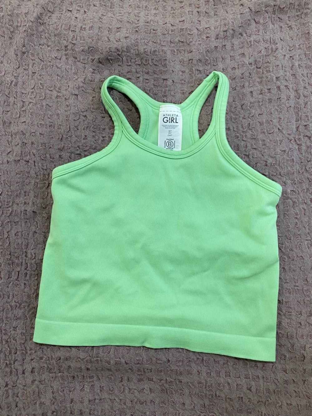 Athleta Girl Lime Green Ribbed Racerback Tank Top